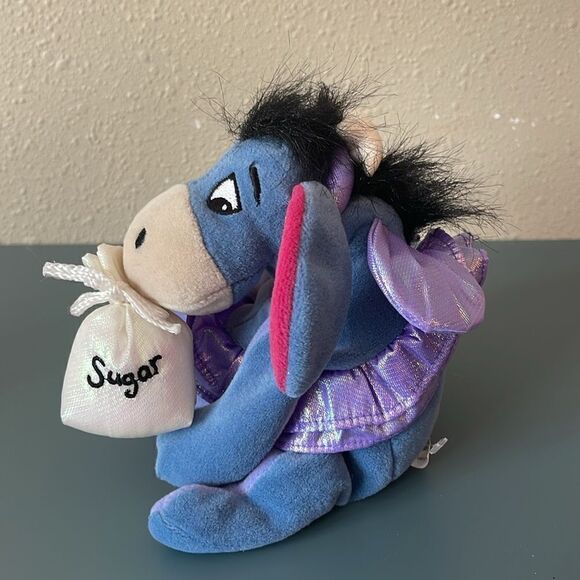 DISNEY Vintage 90s Sugar Plum Fairy Eeyore 7" Bean Bag Plush *NEW* - Picture 3 of 6